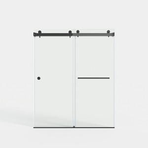 Lirago Frameless Double Sliding Shower Door Tempered Glass with Easy-Clean Coating Reversible Installation Silent Stainless Steel Rail 60" x 72" - 1 of 4
