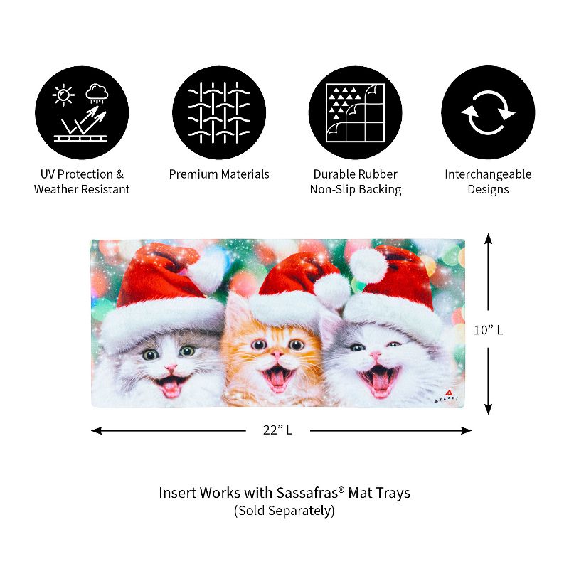 Evergreen Santa Trio Kittens Sassafras Indoor Outdoor Switch Doormat 1'10"x10" Multicolored, 2 of 5