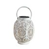 8" Outdoor Metal Hollow Lantern with Rotating LED Lights Antique White - Alpine Corporation: Solar Powered, All-Weather, No Assembly Required - 2 of 4