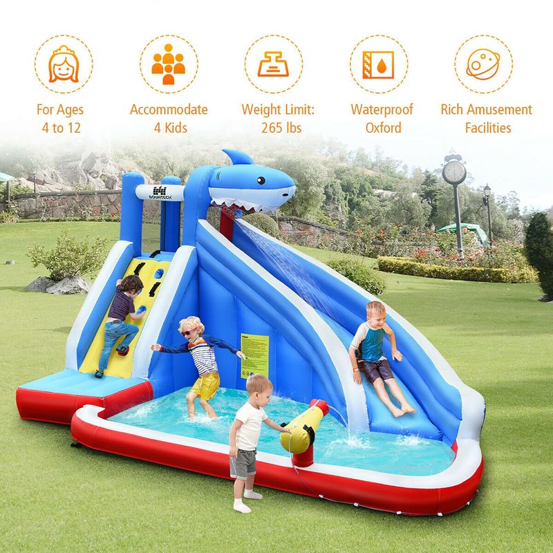 Costway Inflatable Water Slide Animal Shaped Bounce House Castle Splash Water Pool without Blower, 4 of 11