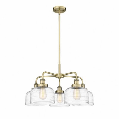 Bell - 5 Light Stem Hung Chandelier In Art Deco Style-14.75 Inches Tall and 26 Inches Wide