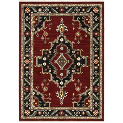 Oriental Weavers Lilihan 092R6 Red/ Black Indoor Area Rug - 2' x 3'