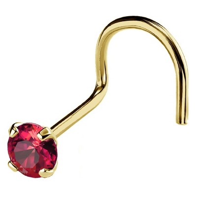 Jewelry Avalanche 22G 14K Gold Nose Screw Nose Stud with Ruby Gemstone