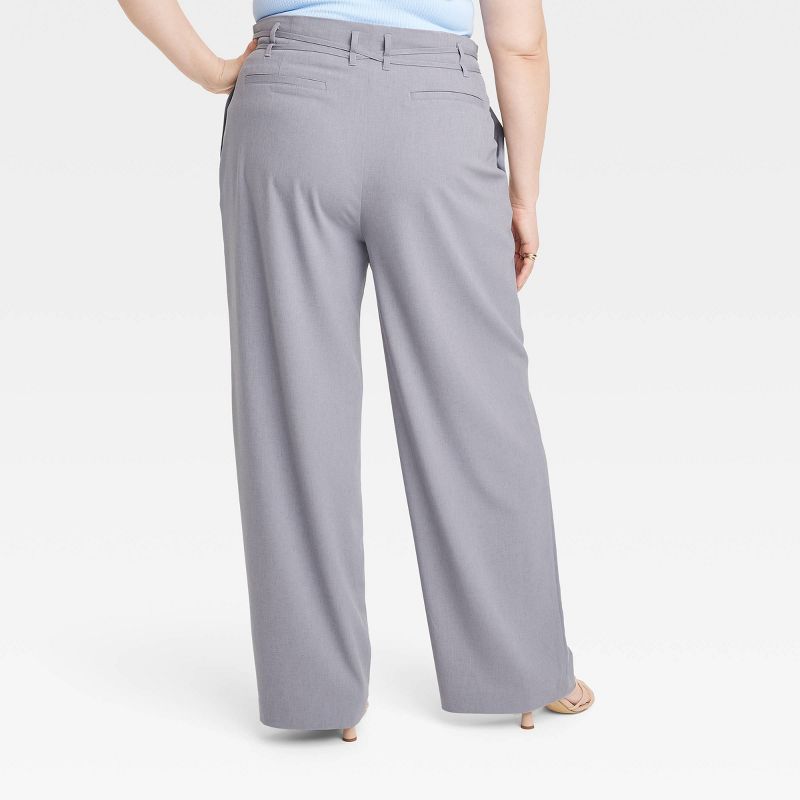 Women's High-Rise Wrap Tie Wide Leg Trousers - A New Day™, 3 of 5