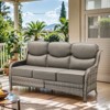POCASSY 6" Thick Cushion High Back Outdoor Wicker Patio Sofa, All Weather Wicker Furniture 3-Seater Sofa Patio Couch for Porch - 2 of 4