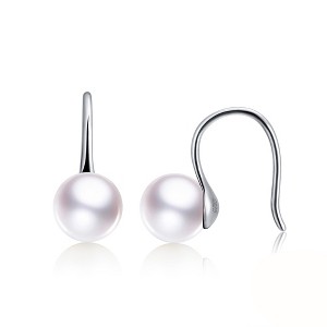 Drop Hook Earrings for Women Simulated Pearl Sterling Silver Ginger Lyne Collection - 1 of 4