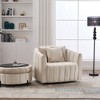 GDFStudio Adam 40.35"W Oversized Velvet Channel Tufted Swivel Chair and Storage Ottoman Sets - 2 of 4