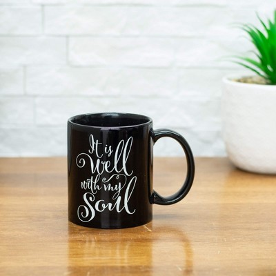 Elanze Designs It Is Well With My Soul White Script 11 Ounce Ceramic Stoneware Novelty Coffee Mug