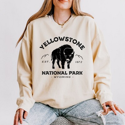 Simply Sage Market Women's Lightweight Garment Dyed Graphic Sweatshirt Yellowstone National Park