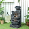 Outsunny 30" Outdoor Fountain with Lights, 4-Tier Resin Cascading Water Bowls Garden Fountain with Pump, Gray - 3 of 4