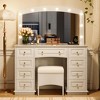 Okak Modern Vanity Table with Mirror & LED Lights,Dressing Desk with Drawers/Cabinets & Storage Stool,Large Makeup Table Set for Bedrooms - 2 of 4