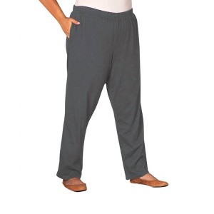 Women's Relaxed Leg Cotton Knit Pants - Plus - On The Plus Side - 1 of 3