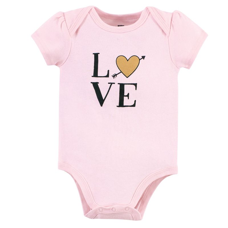 Hudson Baby Infant Girl Cotton Bodysuits 3pk, Love Xoxo, 5 of 6