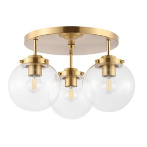 Ginesta 3 Light 15" Flush Mount - FLU4074 - Gold/Clear - Safavieh - 1 of 4