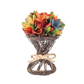 9" Artificial Spring Multicolor Floral Arrangement in Woven Branch Base - National Tree Company