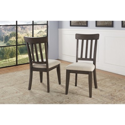 Asian Hardwoods Side Chair with Upholstered Seat, Schoolhouse Design and Tapered Legs (Set of 2)
