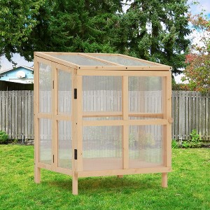 KWPZQEB Wooden Cold Frame Greenhouse with Adjustable Shelves, Portable Greenhouse Cabinet with Transparent Openable Top for Outdoor and Indoor - 1 of 4