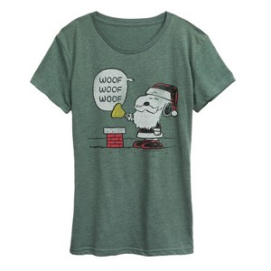 Women's - Peanuts - Snoopy Santa Short Sleeve Graphic T-Shirt - 1 of 4