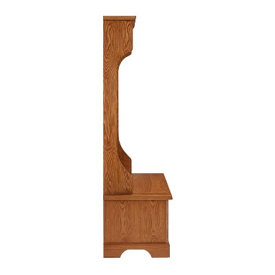 Campbell Oak Hall Tree with Spacious Storage Bench and Double Hooks