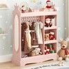 Kids Wardrobe with Storage & 3 Hooks,Kids Dress up Storage with Mirror,Kids Closet for Girls Boys, Open Hanging Armoire Wardrobe Closet for Bedroom - 2 of 4