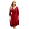 Clearlove Midi Dresses for Women Casual 3/4 Sleeve Wrap Dress Plus Size Curvy Cocktail Dresses - 2 of 4