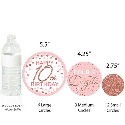 Pink and Rose Gold 10th Birthday Party Circle Confetti