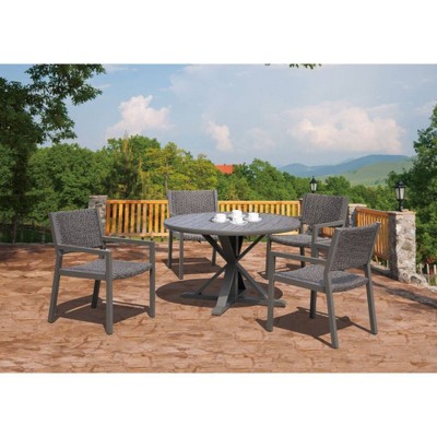 Venice 5pc 48" Round Motion Dining Set - Gray - Courtyard Casual