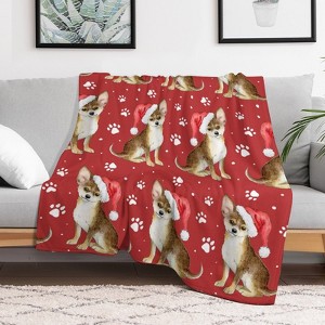 Christmas Chihuahua Dogs Christmas Throw Blanket Soft Fleece Christmas Blanket Cozy Flannel Throw for Couch Bed 40x50 inches - 1 of 1