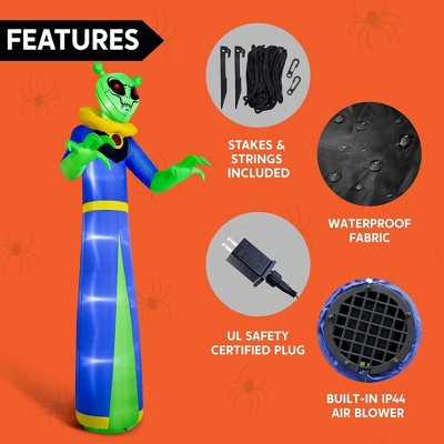 12-Foot Tall LED Lighted Green Alien Halloween Inflatable