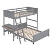 PAGED Twin over Full Bunk Bed with Desk, Wooden Bed Frame with Wheels, Ladder and Guardrail, Modern Loft Bed for Kids, Teens, Adults - 3 of 4