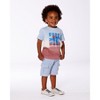 Deux par Deux Boy Short Sleeve Organic Cotton Graphic Tee Gradient Pale Blue and Dark Old Rose - 24 Months - 3 of 4