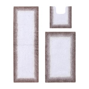 Torrent Collection 3 Piece 100% Soft Cotton Tufted Weave Bath Rug Set, Ombre Pattern, Super Soft & Absorbent, Machine Washable Bathroom Mats - 1 of 4