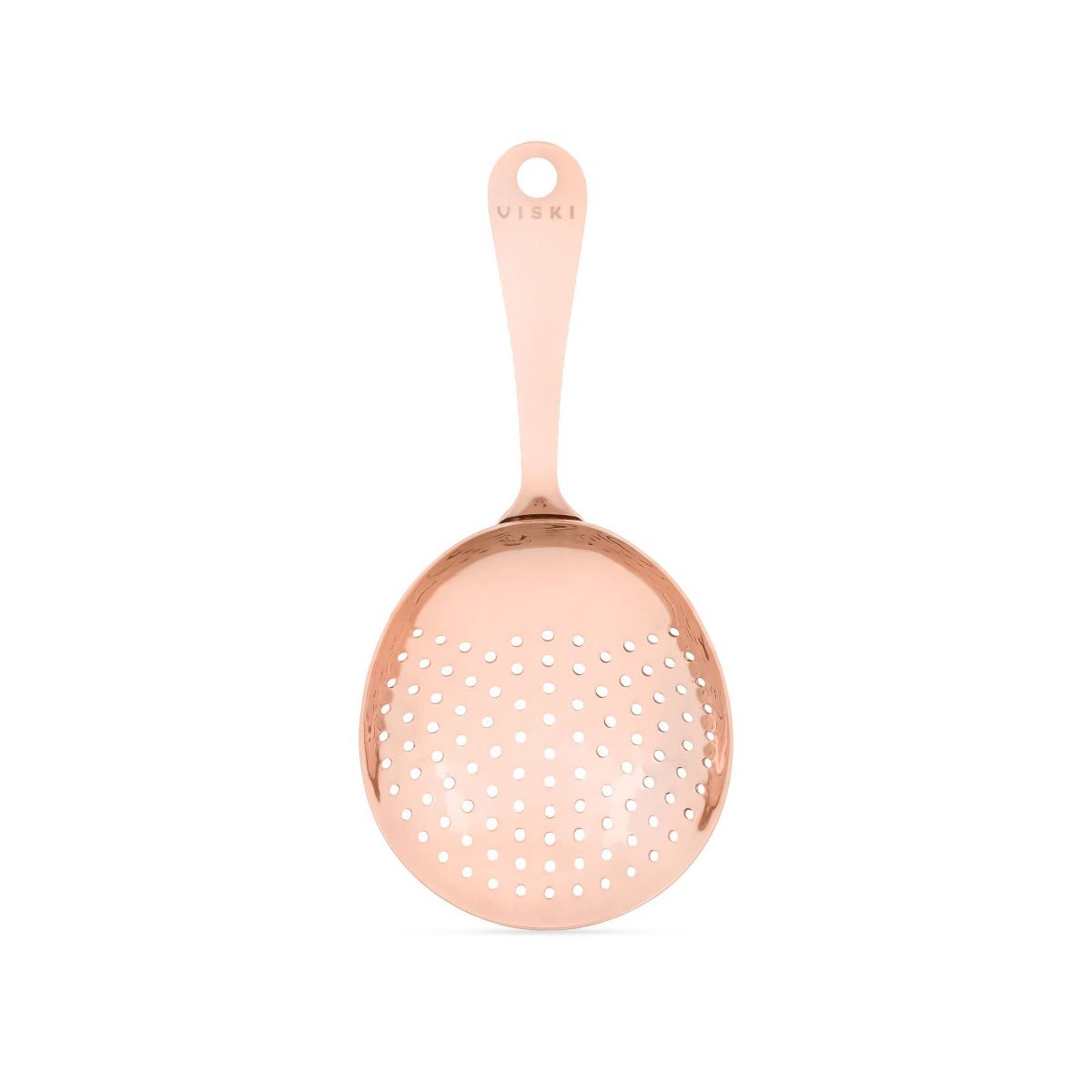 Viski Copper Stainless Steel Julep Cocktail Strainer for Wedding, Home Bar or Commercial Use, Bartenders Gifts, Fits Large & Standard Mixing Glasses