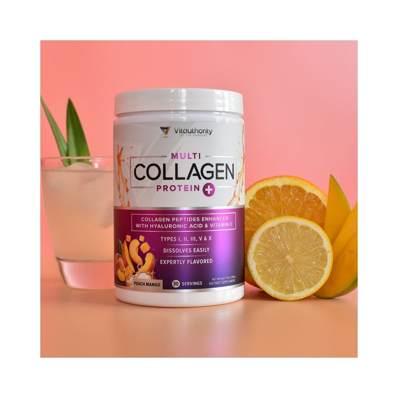Multi Collagen Protein Plus, Peach Mango, Vitauthority, 285gm, 3 of 5