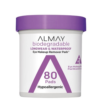 Almay Biodegradable Longwear & Waterproof Eye Makeup Remover Pads - 80ct