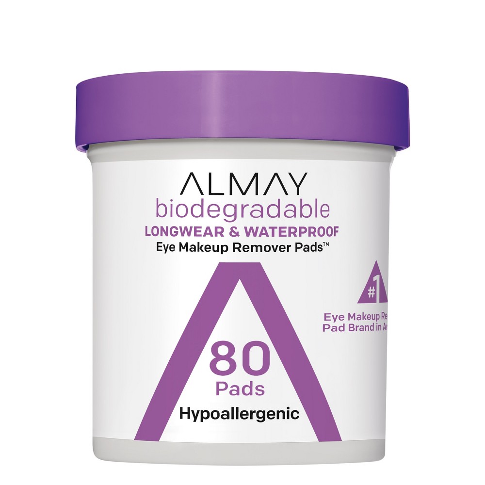 Photos - Cream / Lotion Almay Biodegradable Longwear & Waterproof Eye Makeup Remover Pads - 80ct