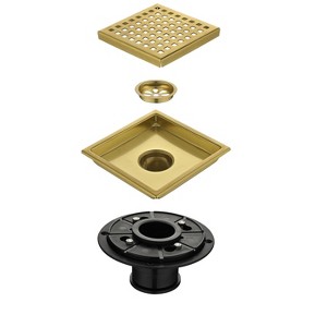 6 Inch Square Shower Floor Drain Square Shower Floor Drain with Flange,Pattern Grate Removable,Food-Grade SUS 304 Stainless Steel - 1 of 4