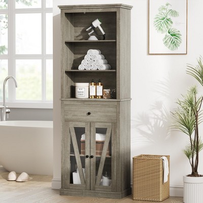 67'' Tall Bathroom Cabinet Storage, Storage Cabinet with Shelves, Drawers, and Doors, Adjustable Shelves