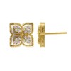 Adornia 14k Gold Plated Renaissance Flower Crystal White Mother of Pearl Earrings - 3 of 3