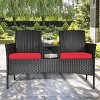 Tangkula Outdoor Rattan Furniture Wicker Patio Conversation Chair W/Cushion Red - 3 of 4
