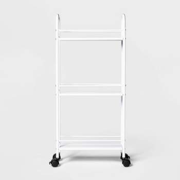 Narrow Storage Cart White - Room Essentials™: Rolling Utility, Bathroom Organizer, Dorm Essential, 3 Shelves, Powder-Coated Steel