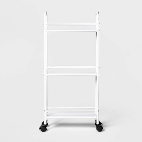 5-Tier Narrow Slim Container Cabinet White Plastic Storage with 5