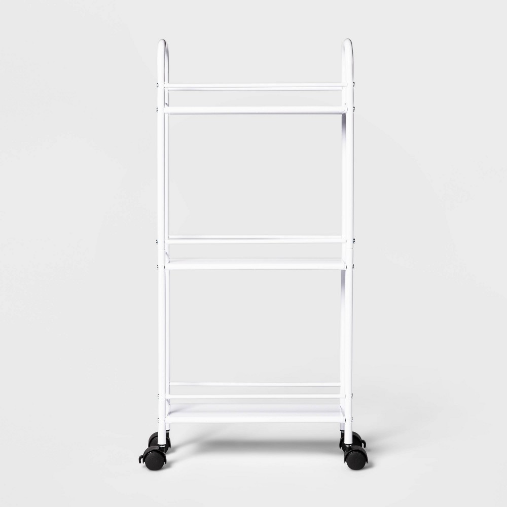 Narrow Storage Cart White - Room Essentials™: Rolling Utility, Bathroom Organizer, Dorm Essential, 3 Shelves, Powder-Coated Steel