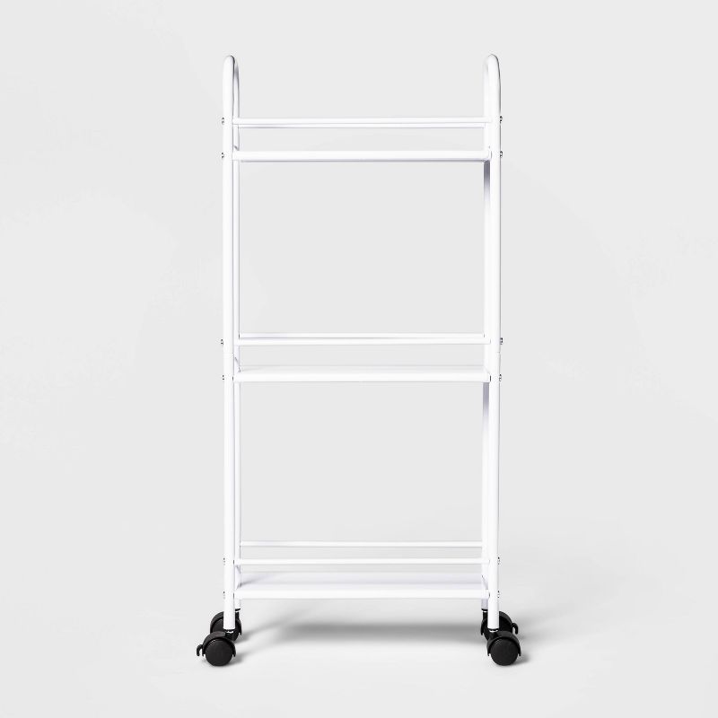Narrow Storage Cart White - Room Essentials&#8482;: Rolling Utility, Bathroom Organizer, Dorm Essential, 3 Shelves, Powder-Coated Steel, 1 of 12