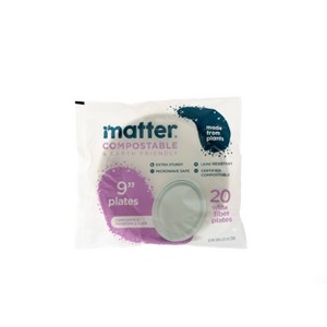 Matter Compostable Fiber Disposable Dinner Plates 9" - White - 20ct - 1 of 4