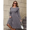 Women's Plus Size Fall Dresses Crew Neck Midi Sweater Dress Long Sleeve Casual Dress Ruffle Slim Knit Dress - 4 of 4