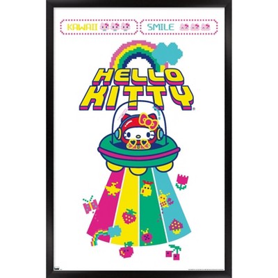 Trends International Hello Kitty and Friends - Kawaii Favorite Flavors  Framed Wall Poster Prints Black Framed Version 14.725 x 22.375