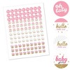 Big Dot of Happiness Hello Little One - Pink & Gold - Girl Baby Shower Party Round Candy Sticker Favors - Labels Fits Chocolate Candy (1 sheet of 108) - 2 of 4