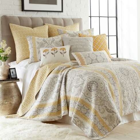 Levtex Set : Target Quilt Gold Home Grey, Claire St. -