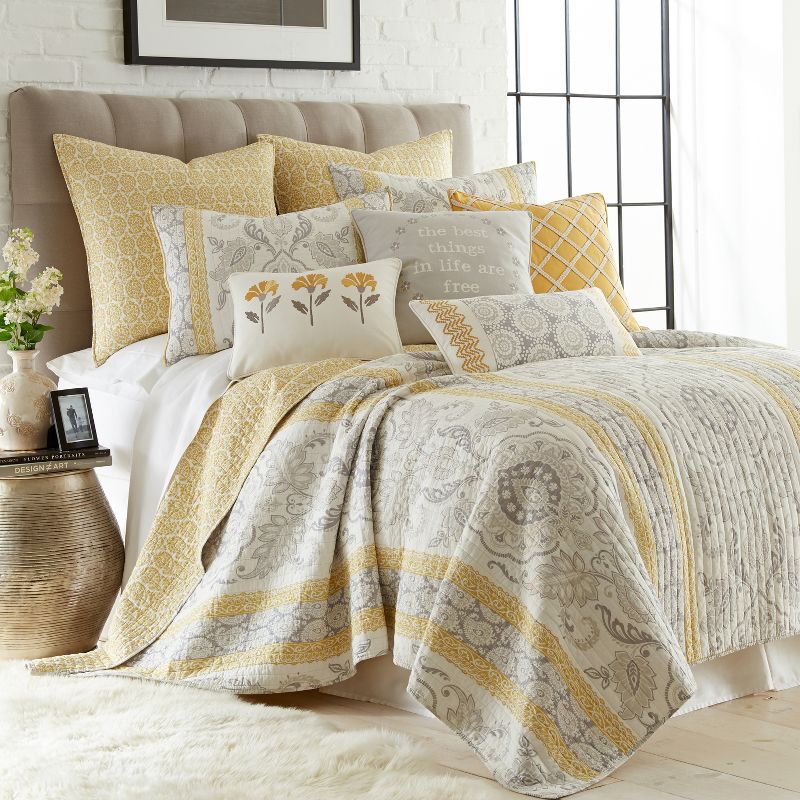 St. Claire Quilt Set Grey, Gold - Levtex Home, 1 of 8